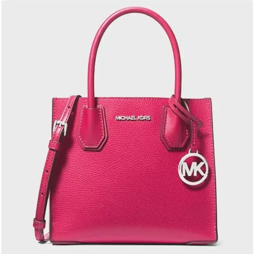 Mercer Medium Messenger Leather Crossbody Bag Dark Raspberry by Michael Kors
