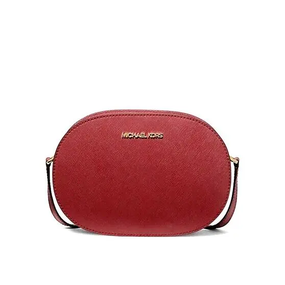 Jet Set Travel Medium Saffiano Leather Crossbody Dark Cherry by Michael Kors