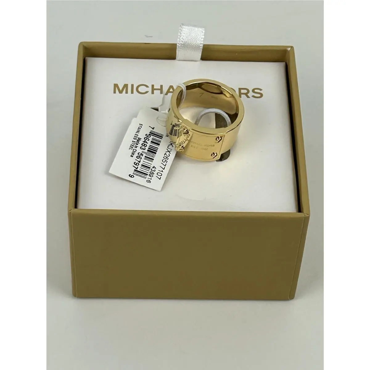 Michael Kors Est 1981 Logo Plaque Ring Gold Size 7