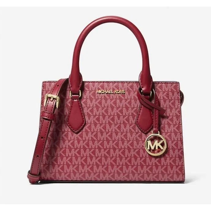 Michael Kors Sheila Small Signature Logo Satchel Cherry Multi with Dust Bag