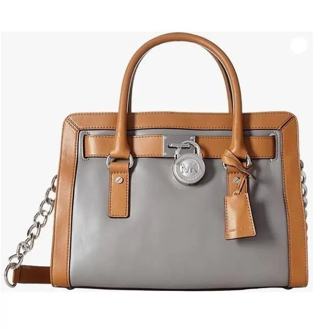 Kors Women`s Hamilton East/west Satchel Bag Steel Grey/acorn - Exterior: Steel grey/acorn