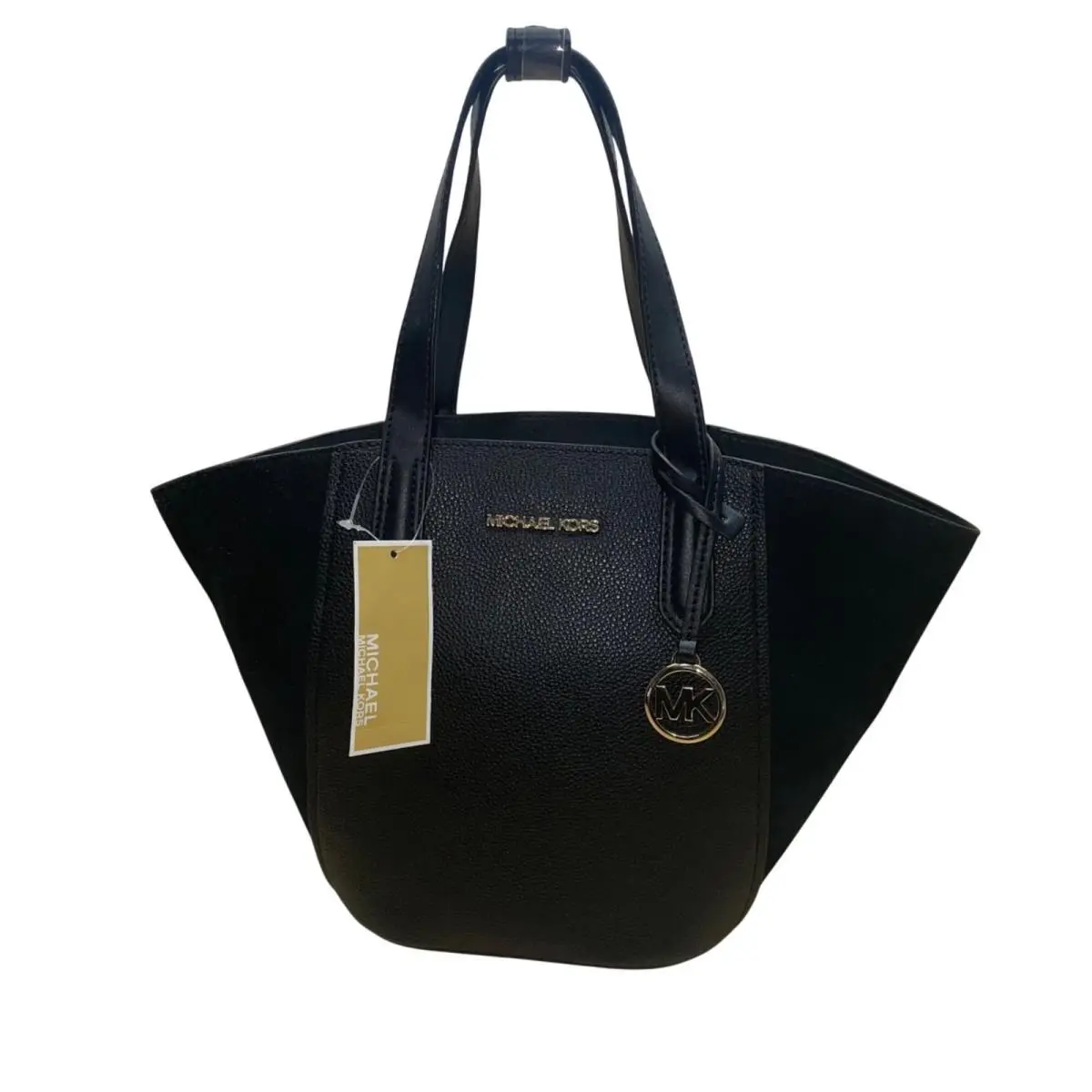 Michael Kors Women’s Black Leather with Logo Accents Portia Small Tote Bag