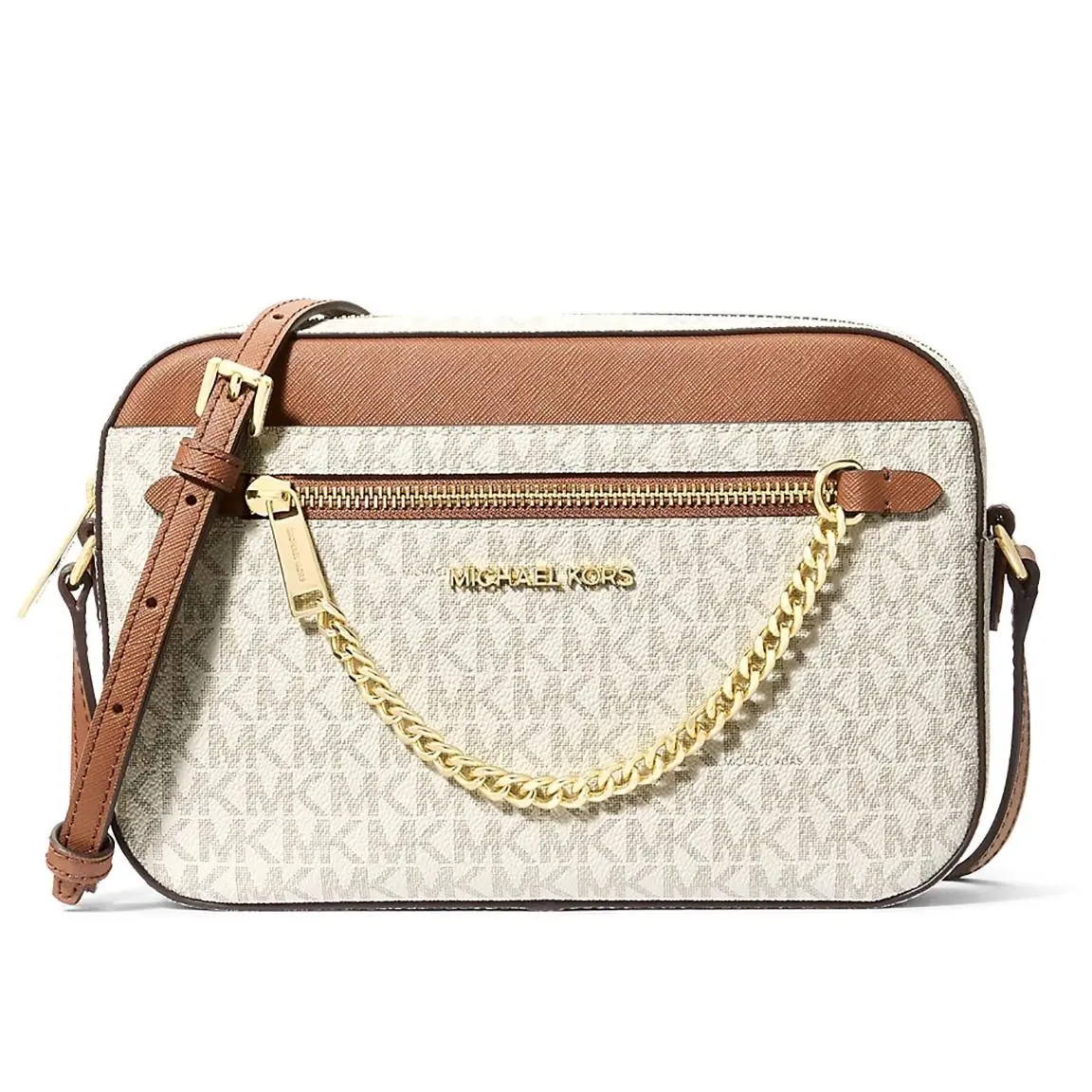 Michael Kors Woman`s Small Signature Logo Crossbody Bag Vanilla 35S1GTTC9B