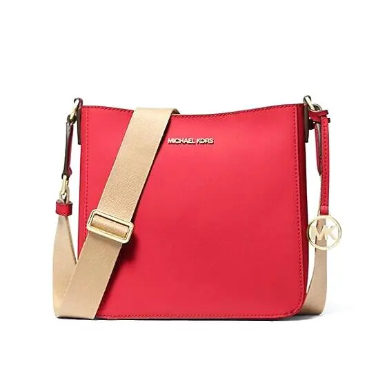 Jet Set Travel Small Messenger Leather Bright Red Dust Bag by Michael Kors