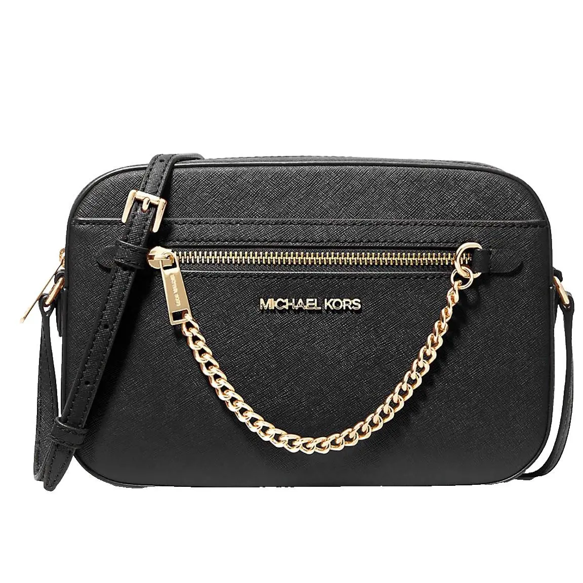 Woman`s Small Saffiano Leather Crossbody Bag Black 35S1GTTC7L by Michael Kors