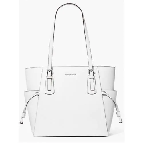Michael Kors Voyager Large Saffiano Leather Tote Optic White with Dust Bag