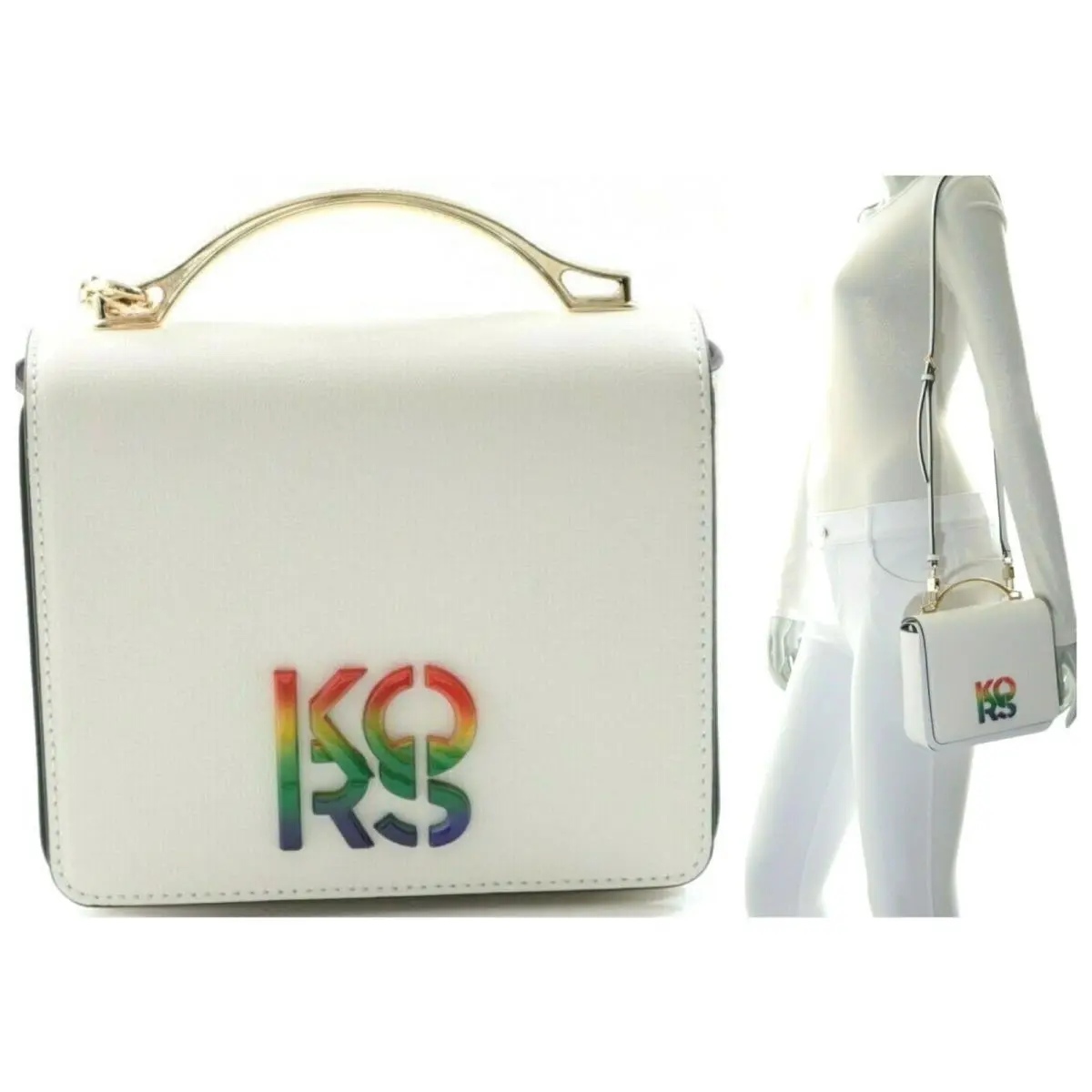 Michael Kors Pride Small Convertible Leather Shoulder Bag Optic White NWT$448.00