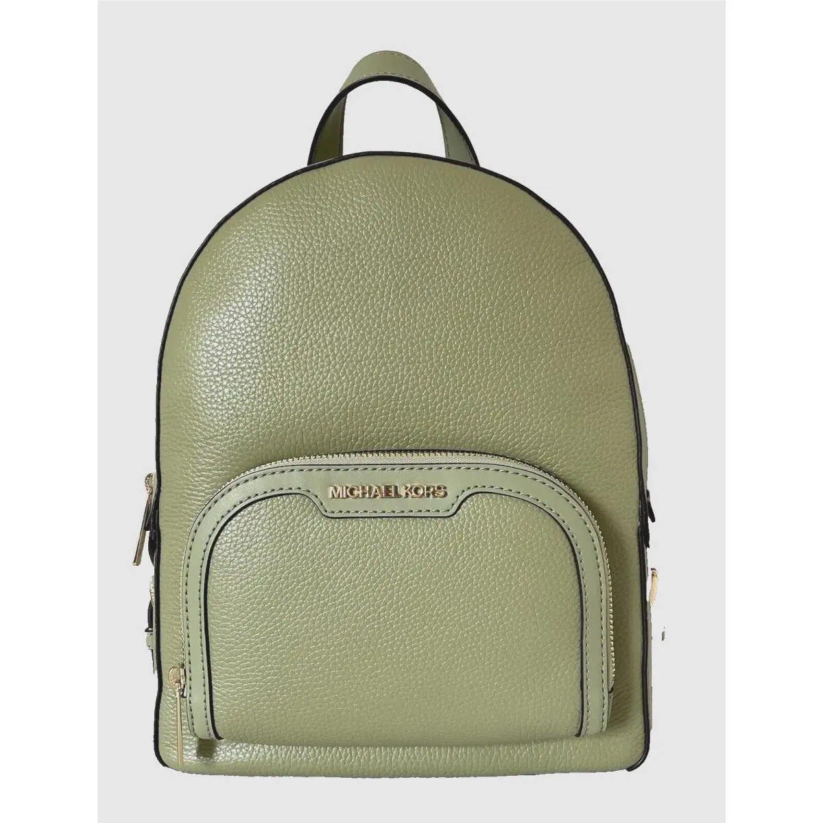 Michael Kors Jaycee Medium Zip Pocket Backpack Leather Light Sage