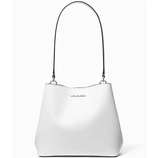 Pratt Medium Shoulder Bag Optic White by Michael Kors