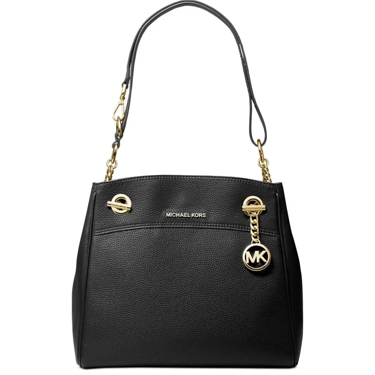 Jet Set Medium Shoulder Bag Black Leather Gold Hardware by Michael Kors