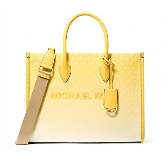 Michael Kors Mirella Medium Ombré Logo Tote Bag Daisy Yellow with Dust Bag