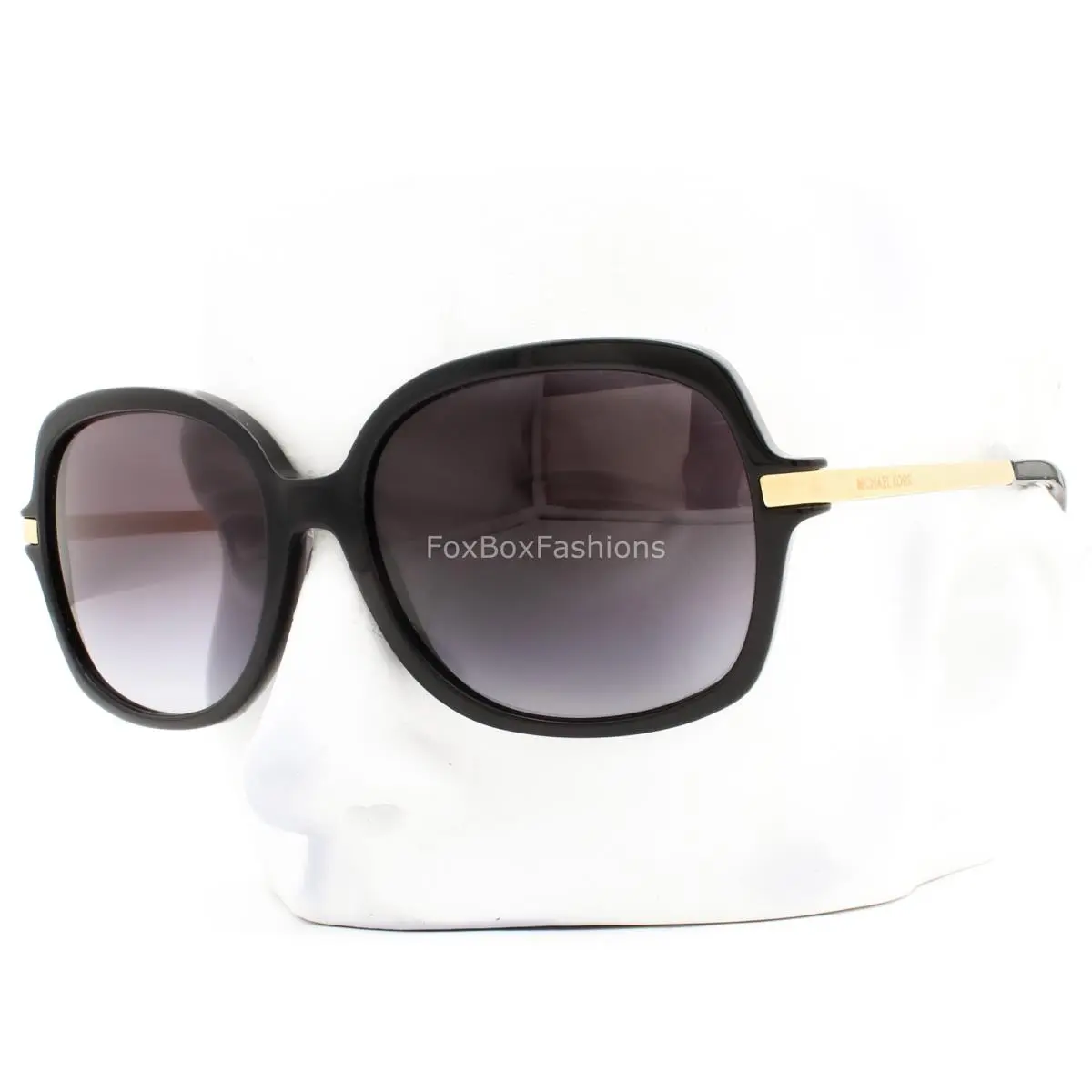 Michael Kors Adrianna II Sunglasses Shiny Black on Gold MK 2024 316011 with Case