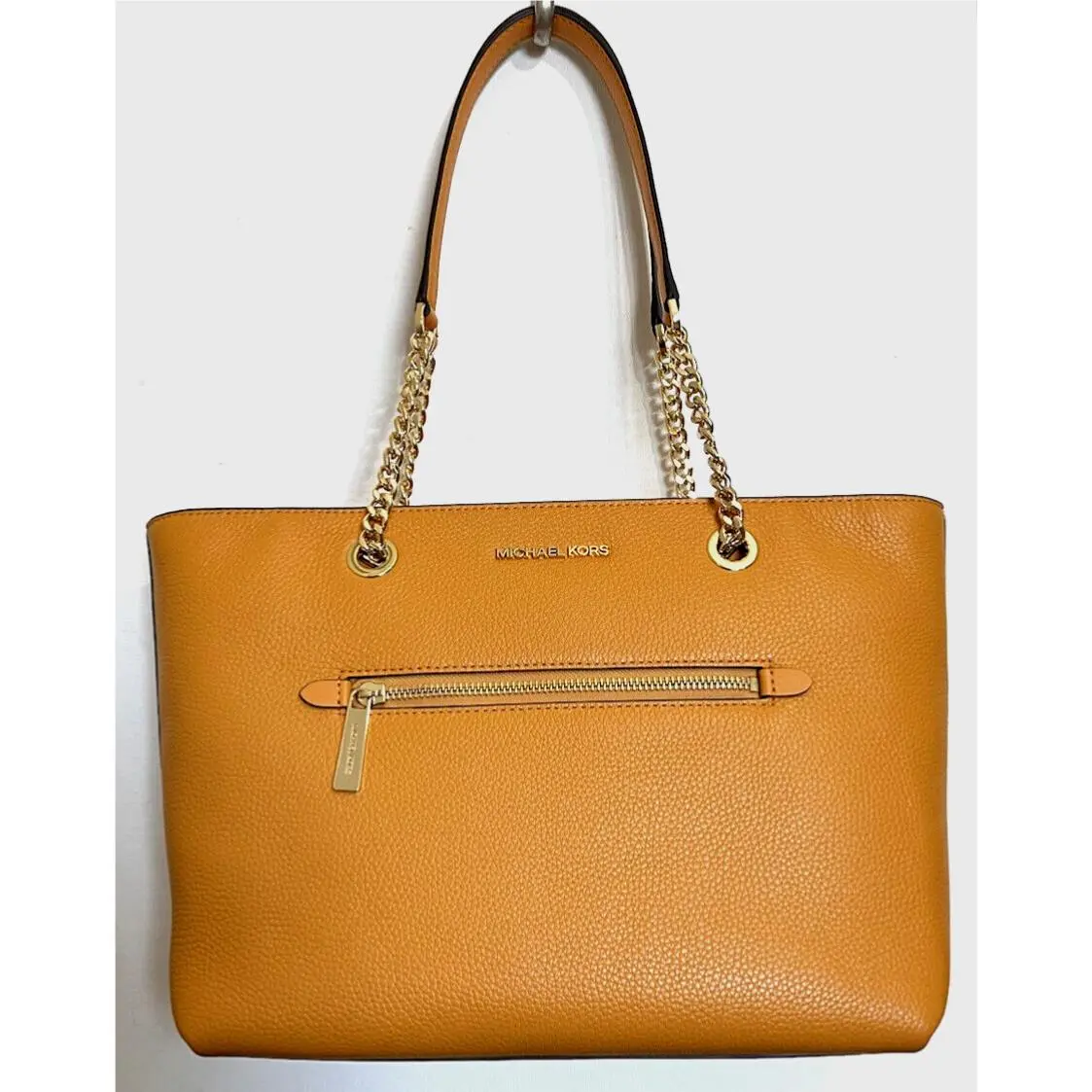 Michael Kors Jet Set Medium Front Zip Chain Tote Pebble Leather Honeycomb