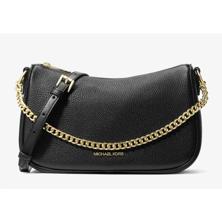 Michael Kors Carmela Medium Pebbled Leather Convertible Crossbody Bag-black
