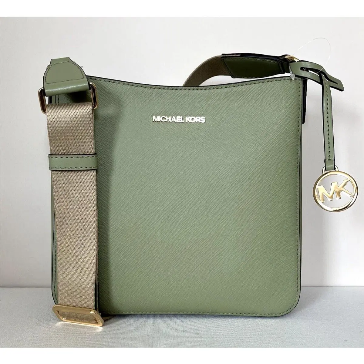 Michael Kors Jet Set Travel Small Messenger Bag Leather Light Sage