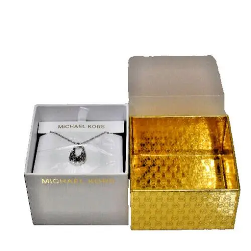 Michael Kors Pave Lock Pendant Necklace Silvertone MKJX8017040