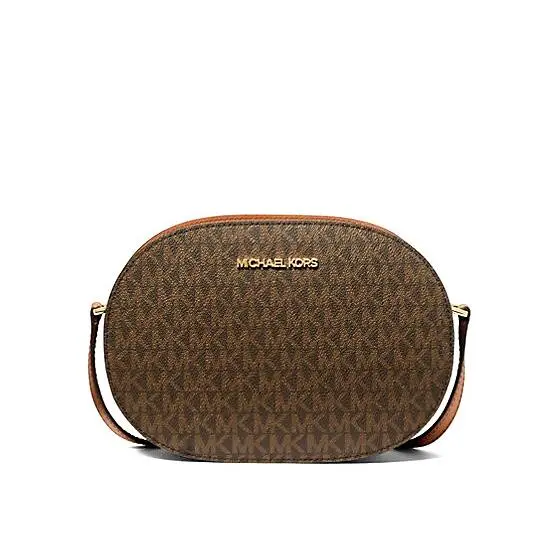 Jet Set Travel Medium Logo Crossbody Bag Brown with Dust Bag by Michael Kors