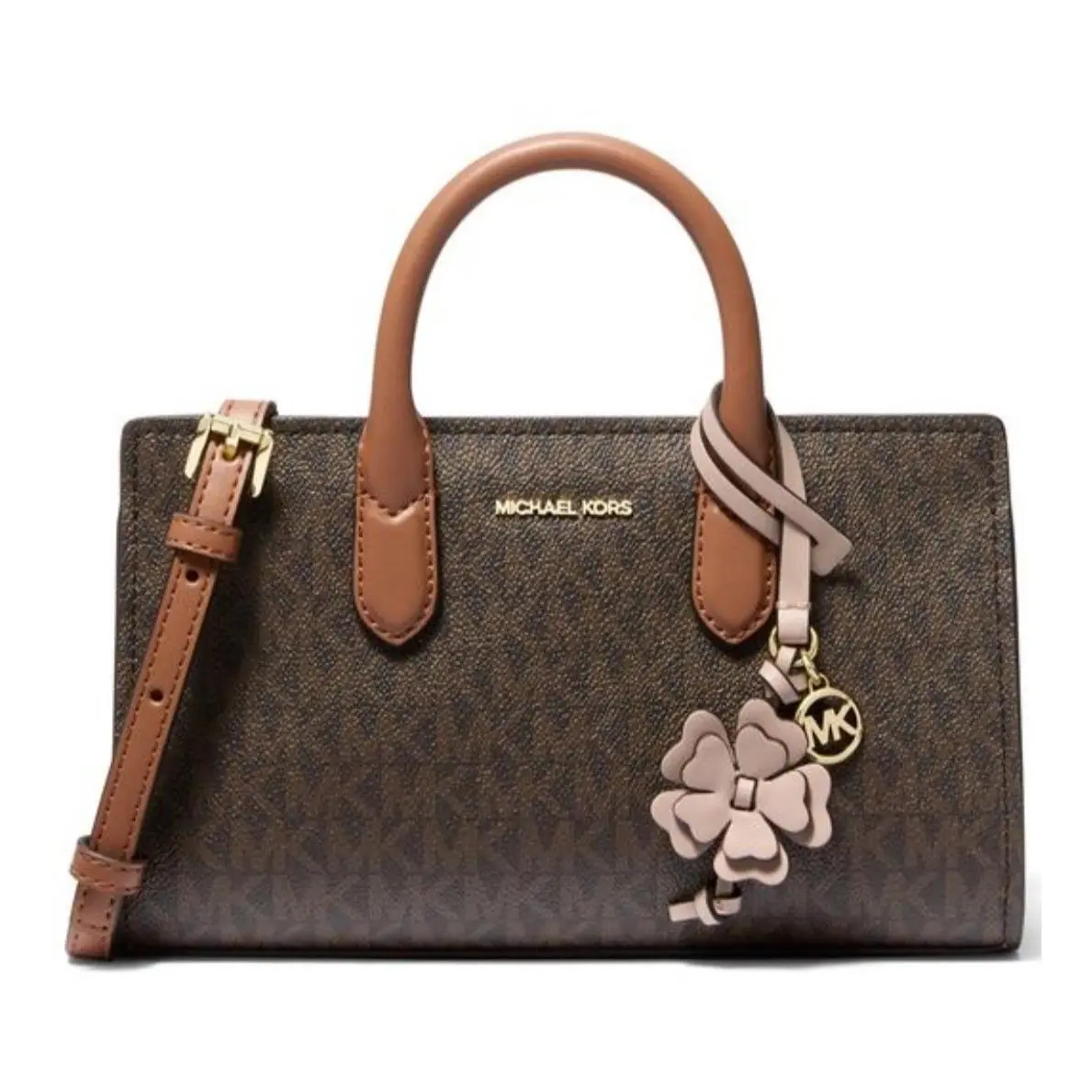 Michael Kors Acorn Scarlett Small East West Crossbody Bag Flower Charm MK