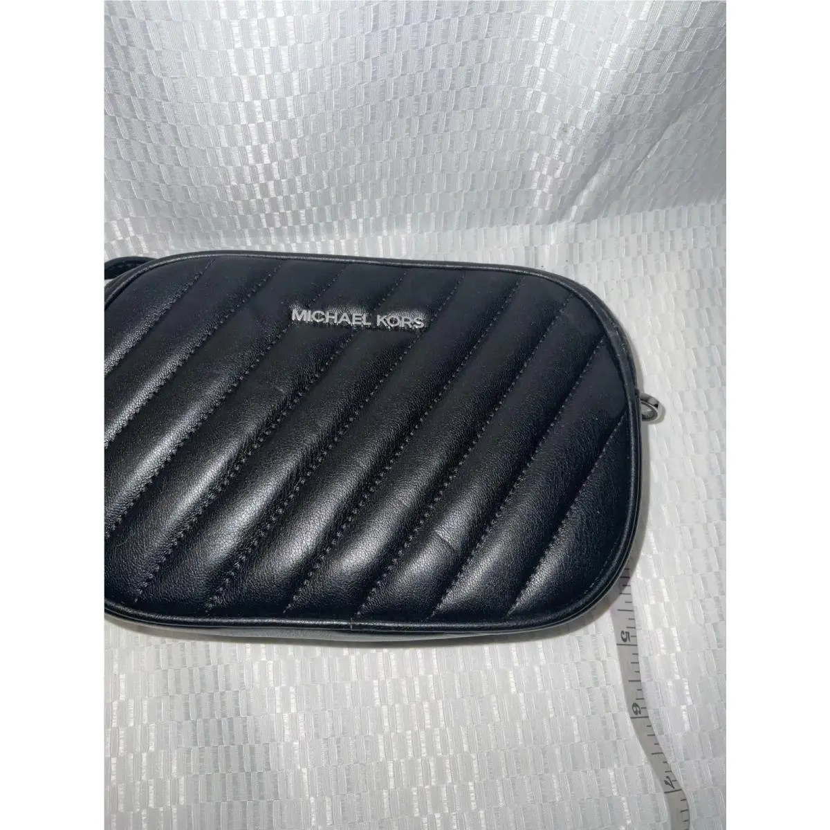 Michael Kors Black Quilted Crossbody Bag W/ Silver Hardware