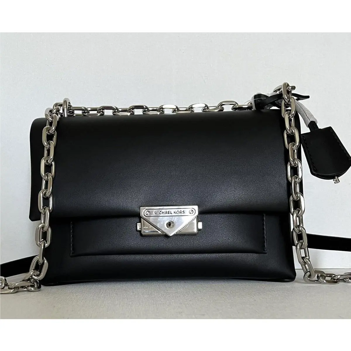 Michael Kors Cece Medium Flap Shoulder Bag Black with Dust Bag