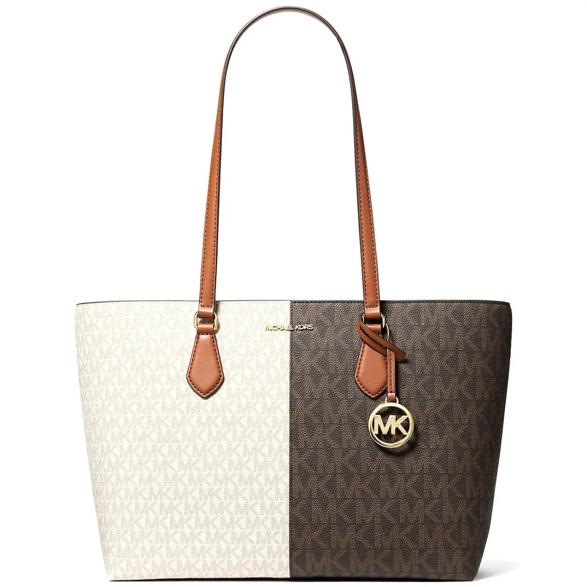 Michael Kors Sheila Large Signature Logo Tote Bag Brown Multi 35F5G6HT9B - Handle/Strap: Brown, Hardware: Gold, Exterior: Brown