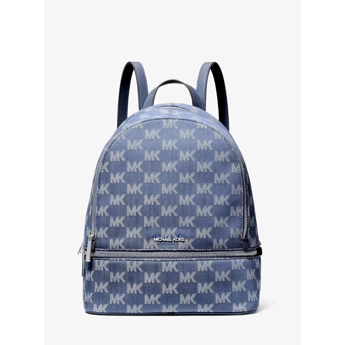 Michael Kors Rhea Medium Logo Jacquard Denim Backpack - Denim