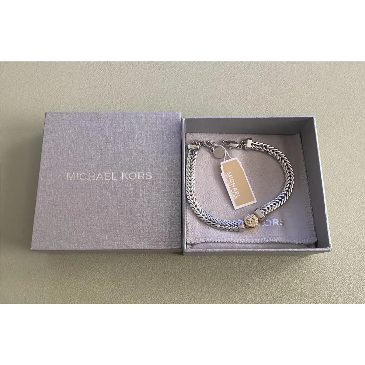 Michael Kors MKJ0254931 Foxtail Woven Silver Chain Bracelet