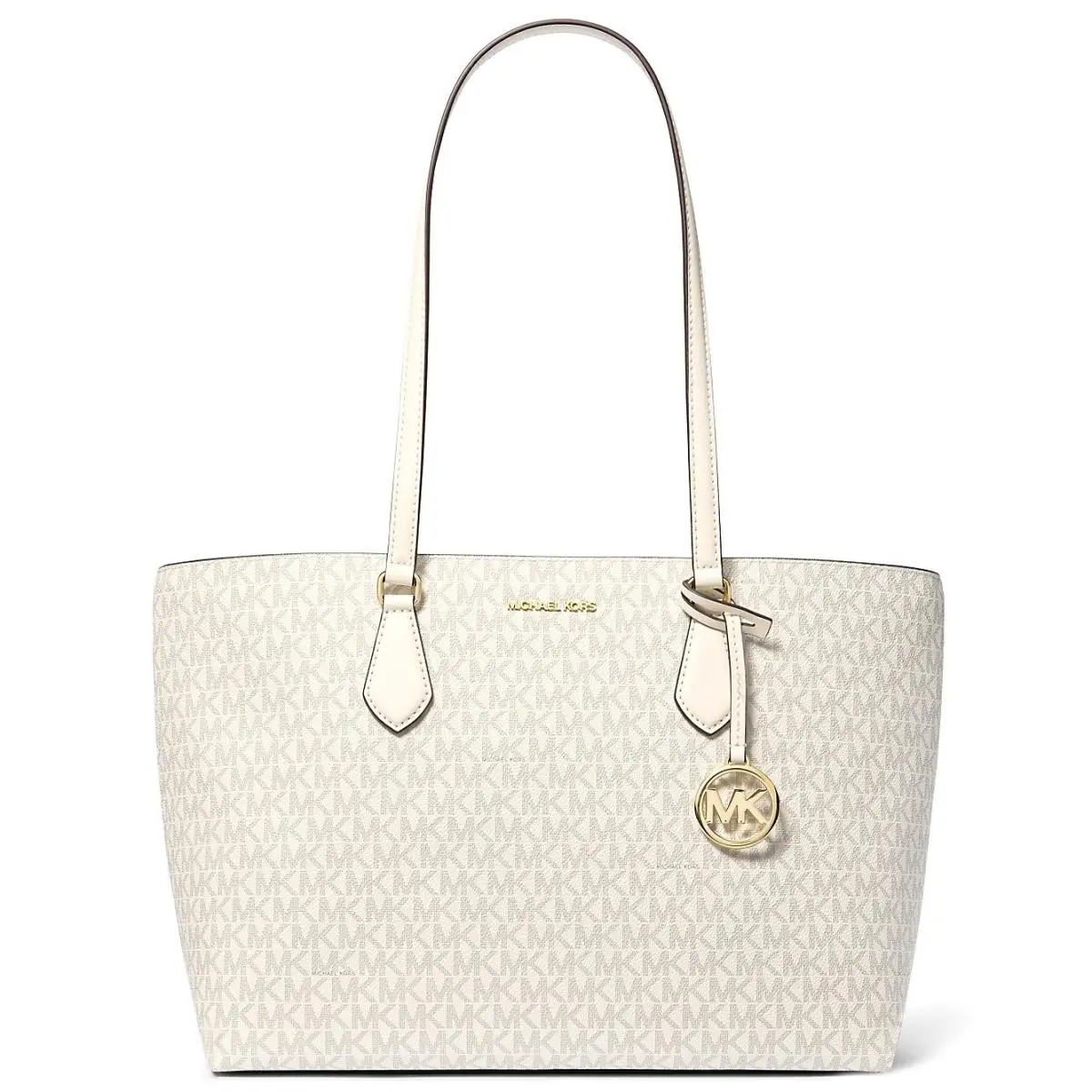 Michael Kors Sheila Large Signature Logo Tote Bag Light Cream Multi 35S4G6HT9B - Handle/Strap: White, Hardware: Gold, Exterior: Cream