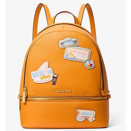 Michael Kors Rhea Medium Embellished Backpack Pop Orange with Dust Bag