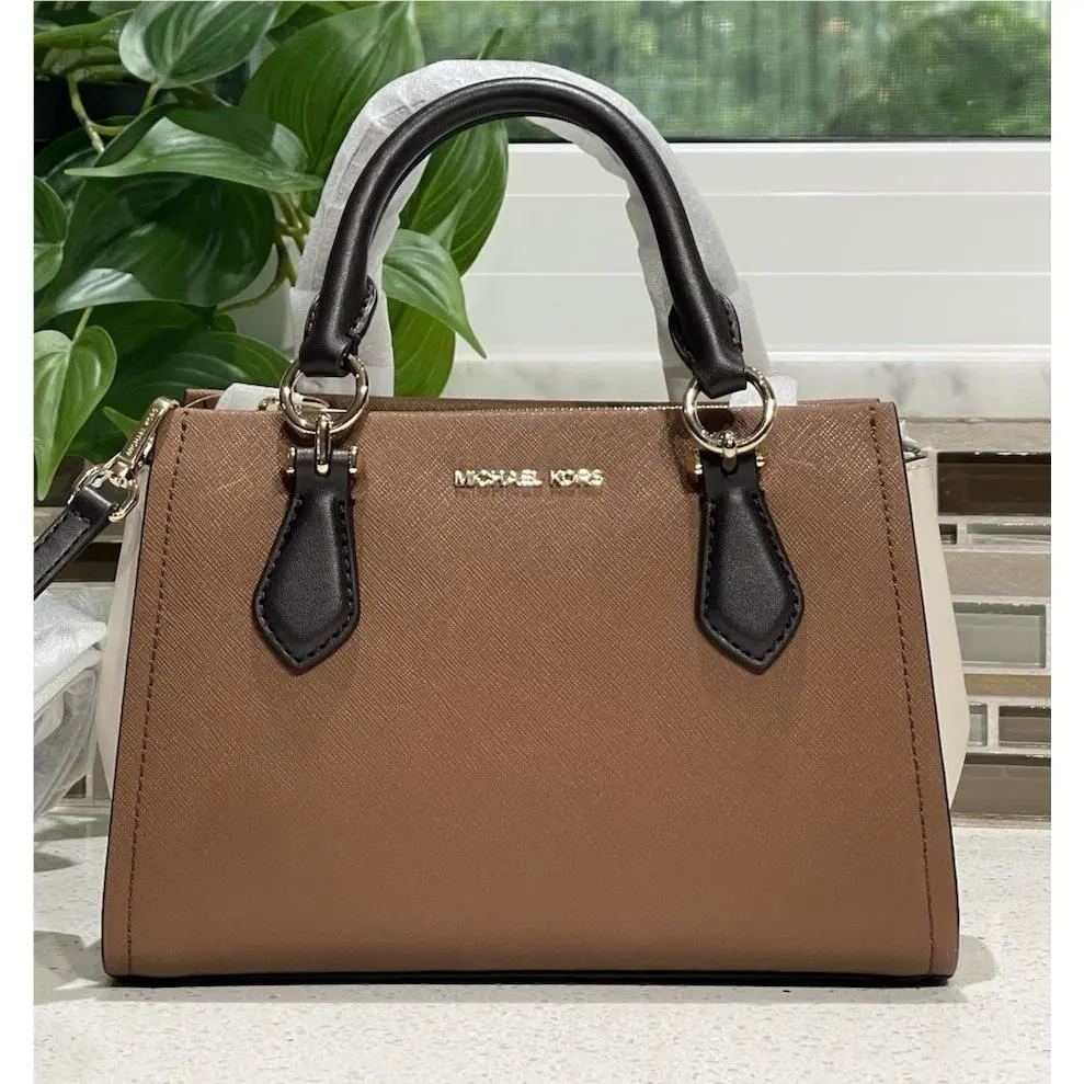 Michael Kors Marilyn Small Messenger Crossbody Satchel Bag MK Luggage Brown Gold