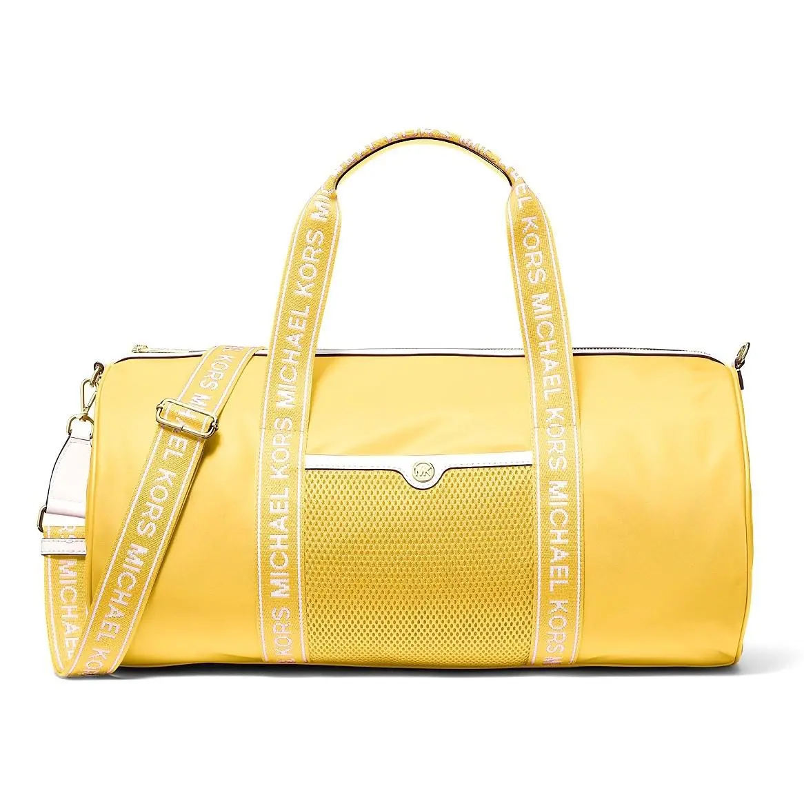 Michael Kors Large Nylon Duffle Weekender Bag Red Clay Daisy Yellow 35S5GTFT6C