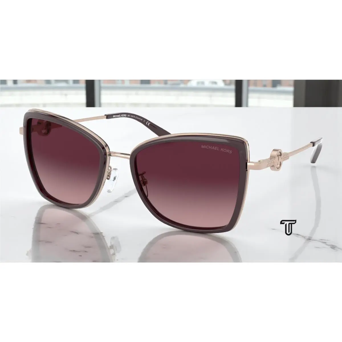 Michael Kors MK1067B 11088H Butterfly Rose Gd Burgundy Grad 55 Womens Sunglasses