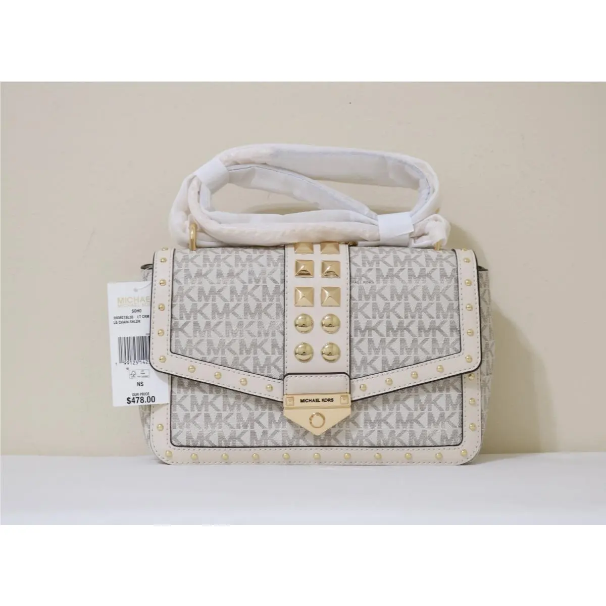 Michael Kors Women Soho Large Studded Signature Logo Shoulder Bag
