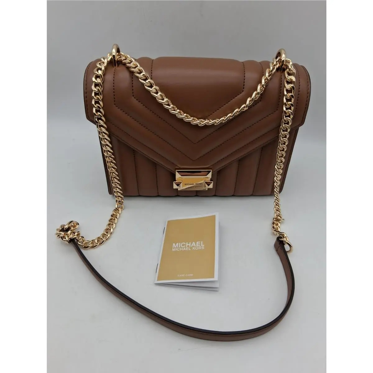 Whitney Medium Quilted Shoulder Bag Luggage Brown by Michael Kors