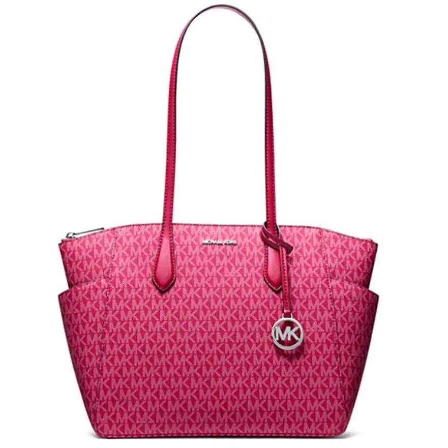Marilyn Medium Signature Logo Tote Bag Dark Raspberry Multi by Michael Kors