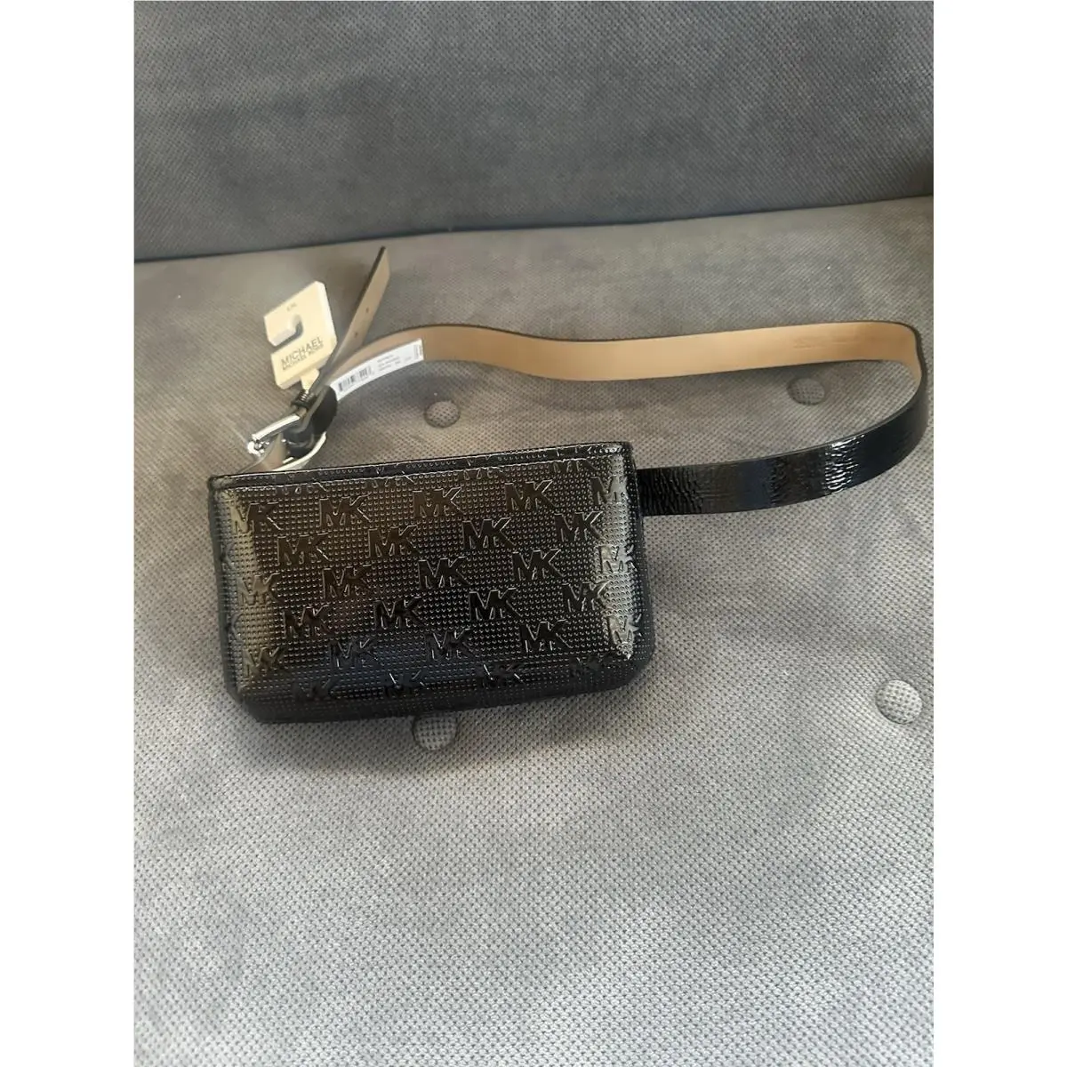 Michael Kors Belt Pouch/bag Signature MK Shiny Black L/xl