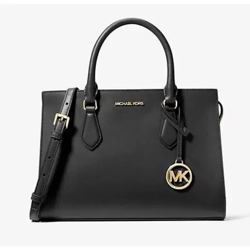 Michael Kors Sheila Medium Saffiano Vegan Leather Satchel Black