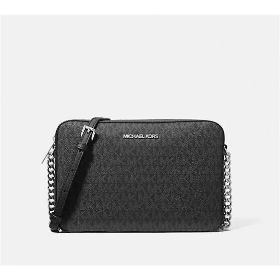 Michael Kors Jet Set Large Logo Crossbody Bag Black with Dust Bag