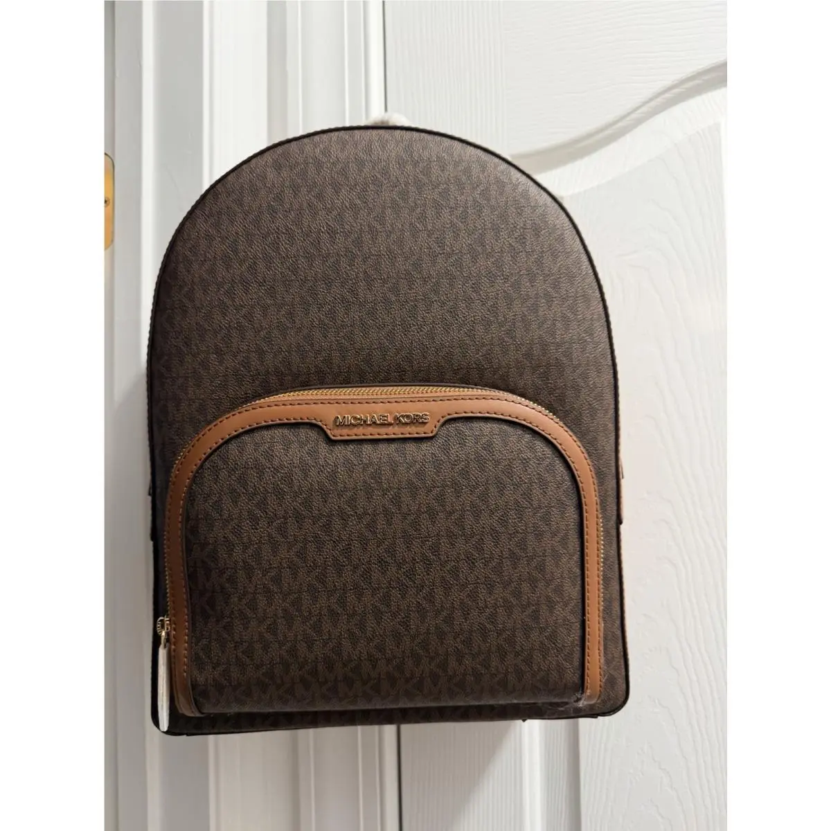 Michael Kors Abbey Women`s Large Canvas Backpack Brown/pale Gold
