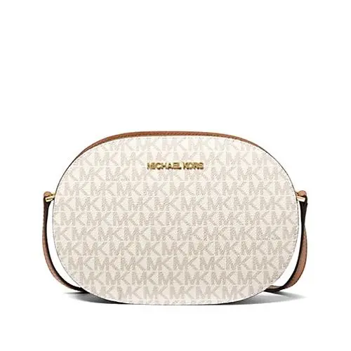 Michael Kors Jet Set Travel Medium Signature Logo Crossbody Bag Vanilla
