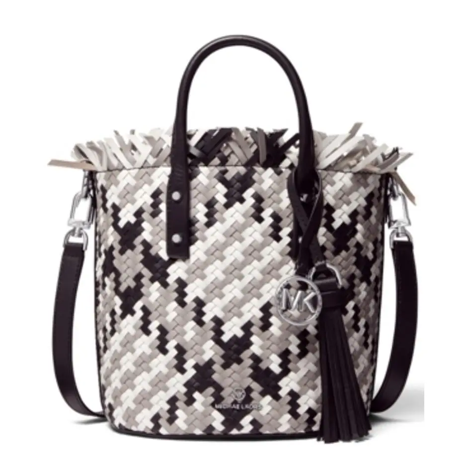 Kors Bucket Messenger Bag Optic White Black Silver by Michael Kors