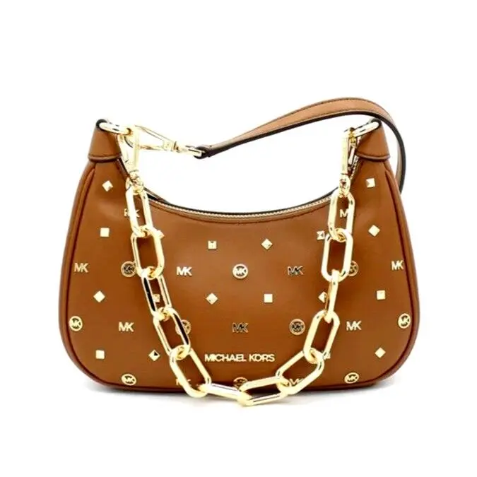 Cora Shoulder Bag Medium Zip Pouchette Luggage Studs / Dust Bag by Michael Kors