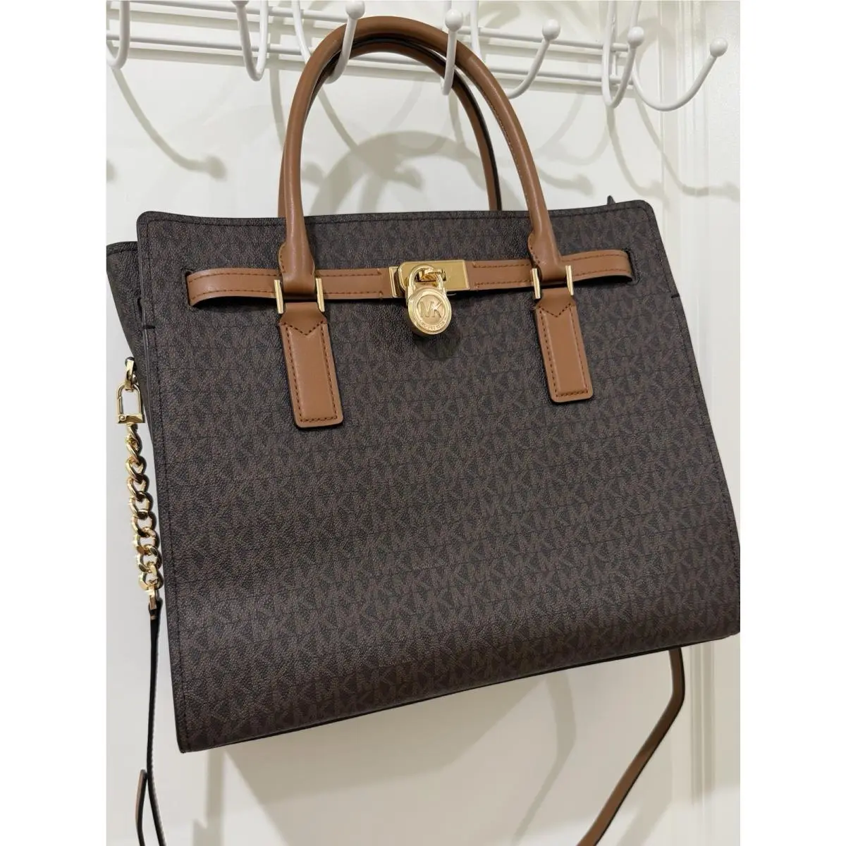 Michael Kors Hamilton Moderne Large Satchel Crossbody Brown/acorn