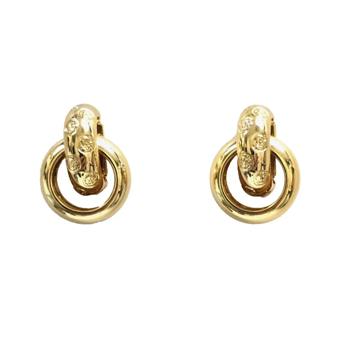 Gold Tone Logo Signature Stud with Dangling `o` Ring Earrings by Michael Kors
