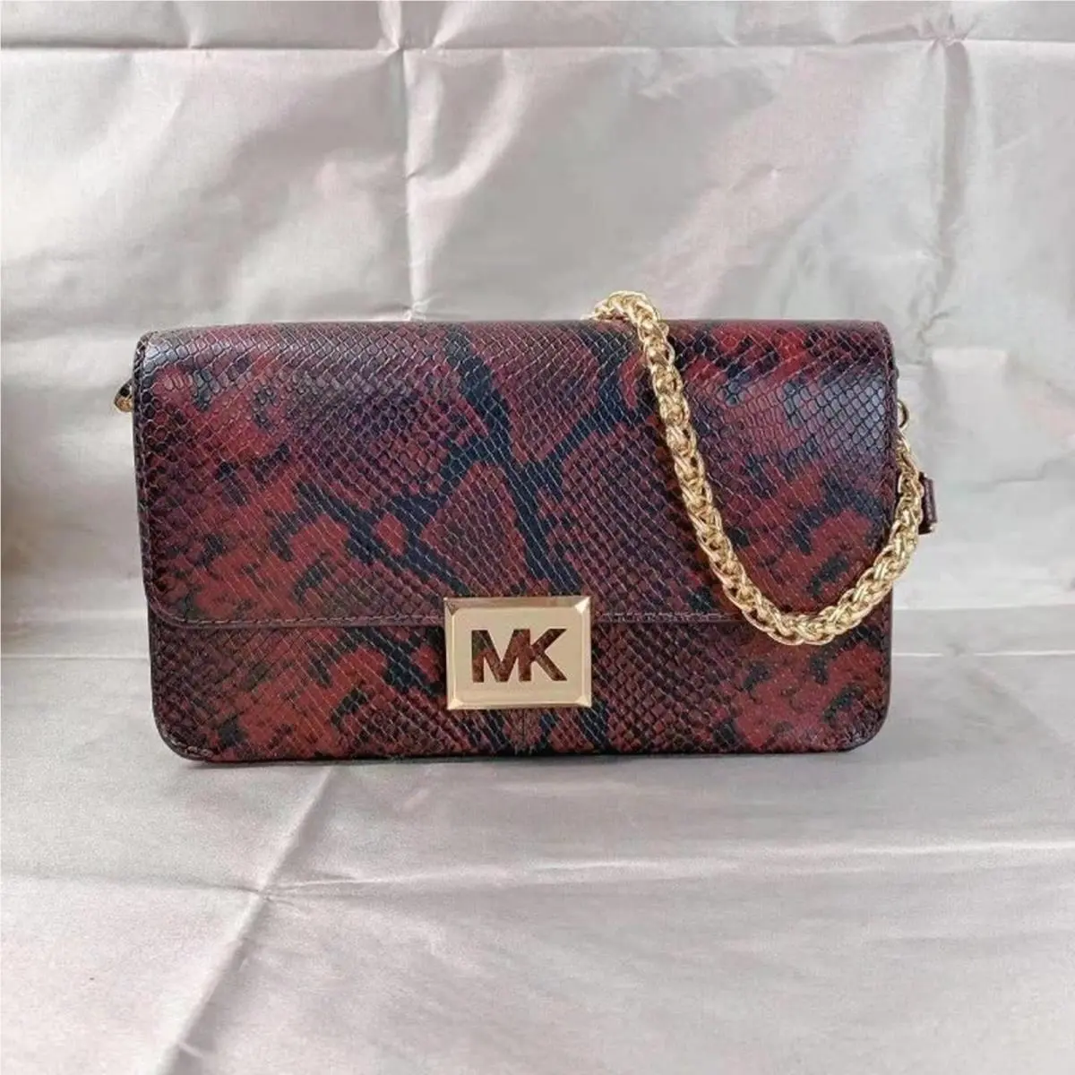 Michael Kors 35F1G6SL3G Sonia Medium Snake Embossed Leather Shoulder Bag ME