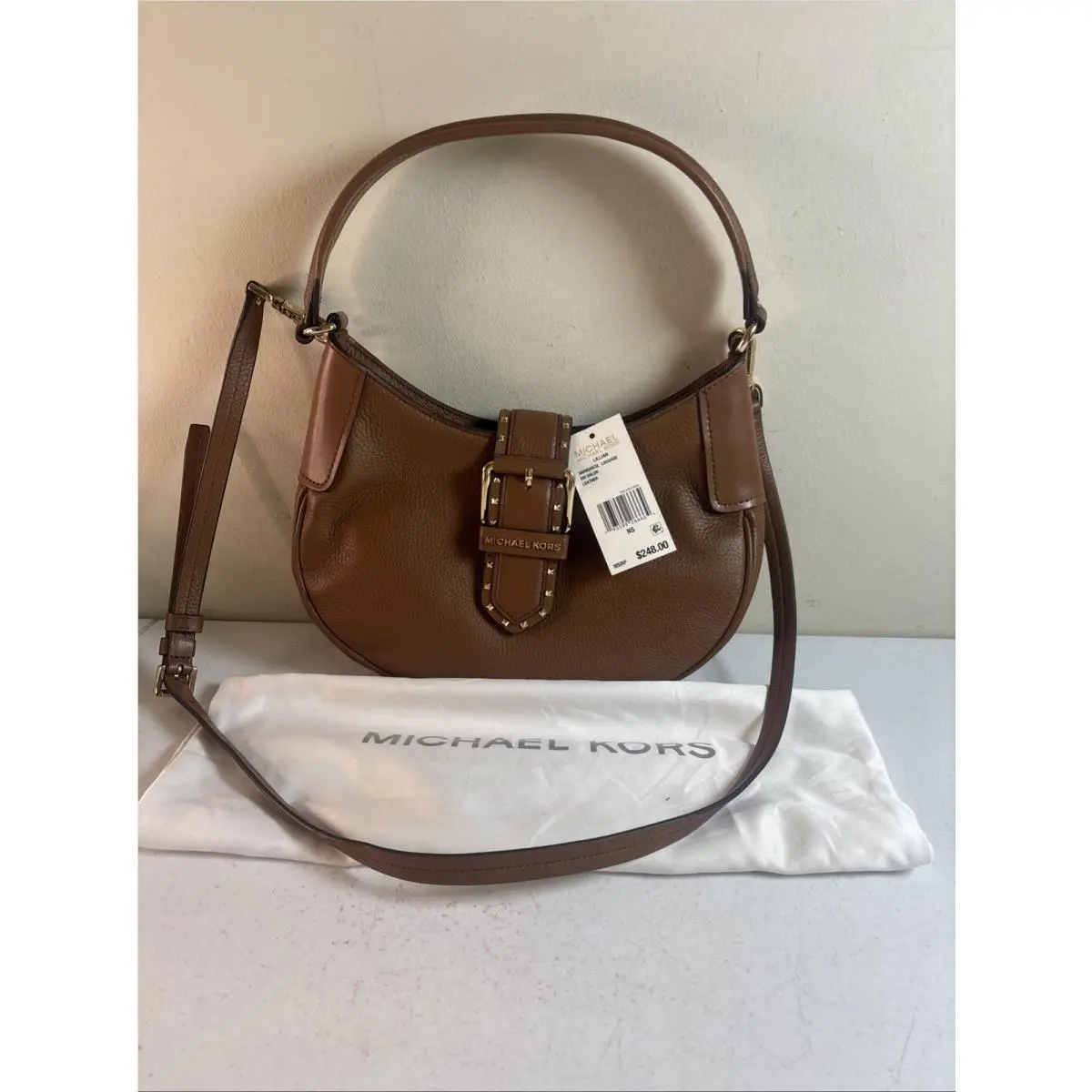 Kors Lillian Shoulder Bag Crossbody Sm Tan Leather