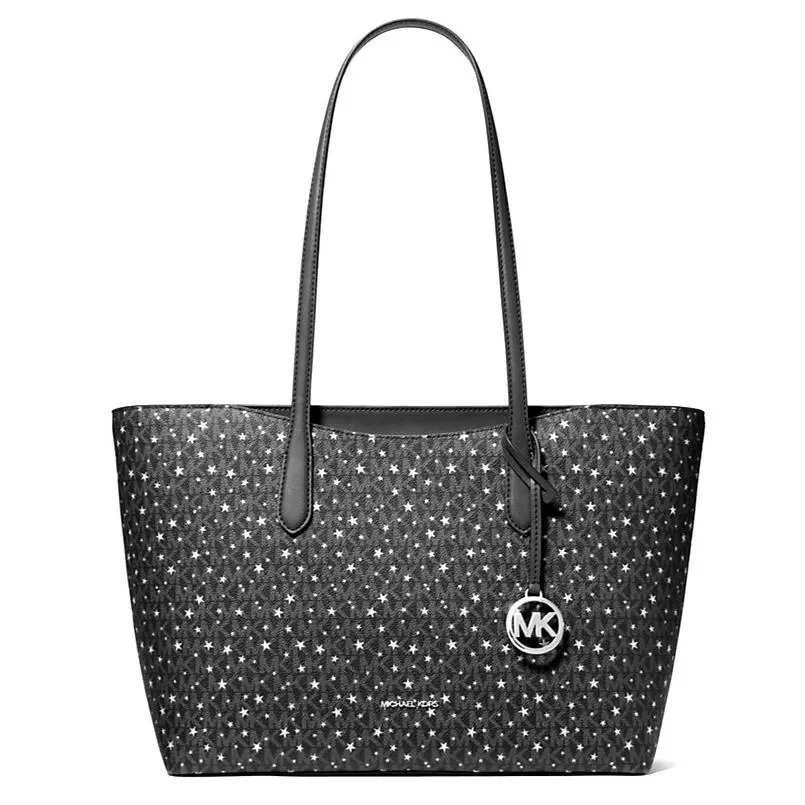 Arden Large Printed Signature Logo Tote Bag Black with Dust Bag by Michael Kors