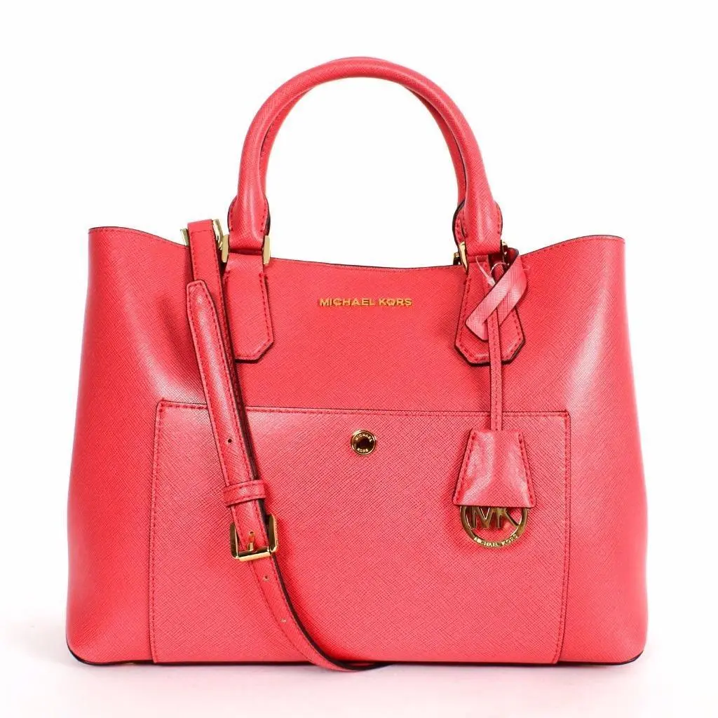 Leather Greenwich Large Tote - Watermelon/luggage by Michael Kors