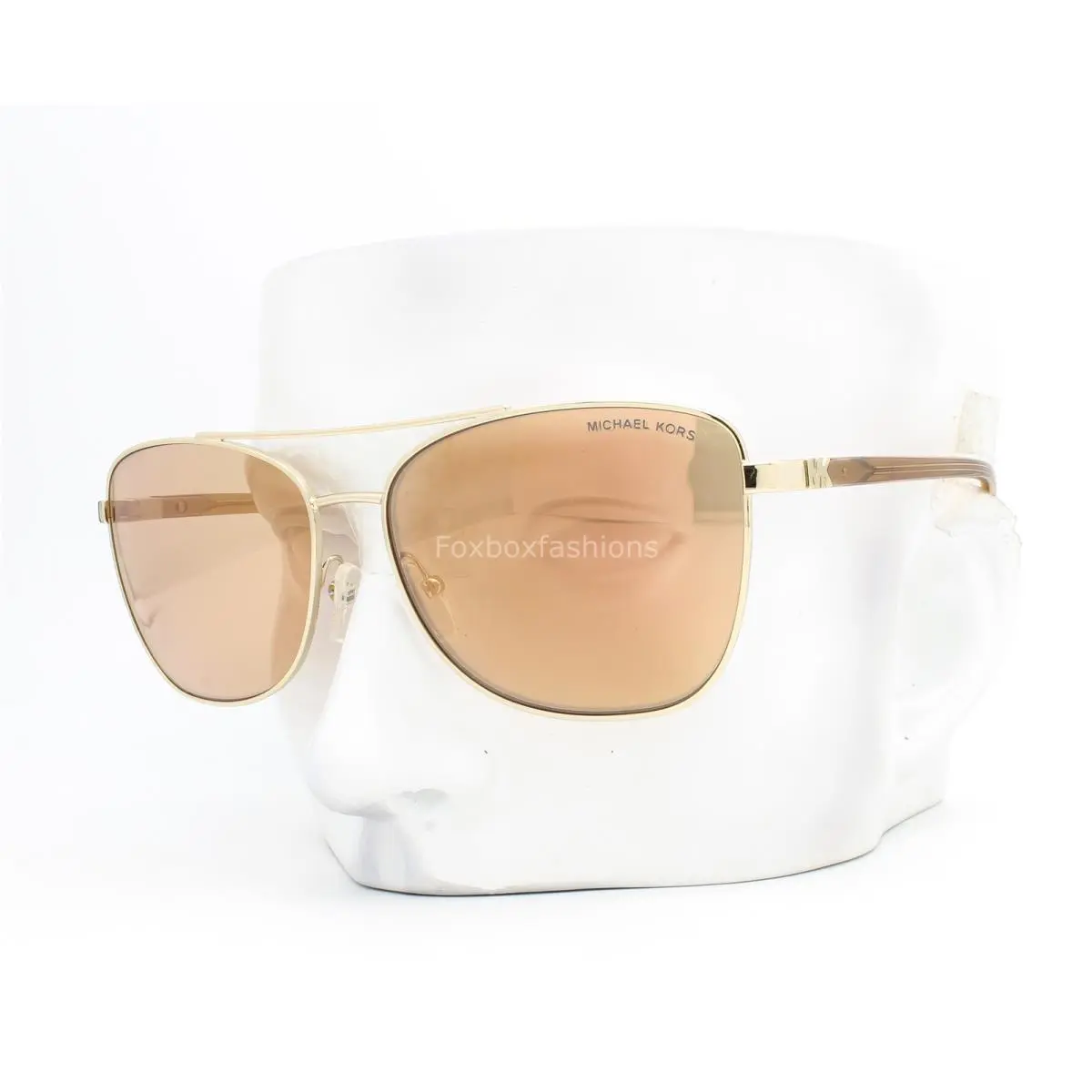 Michael Kors Stratton Sunglasses MK 1096 1014R1 Light Gold Mirrored with Case