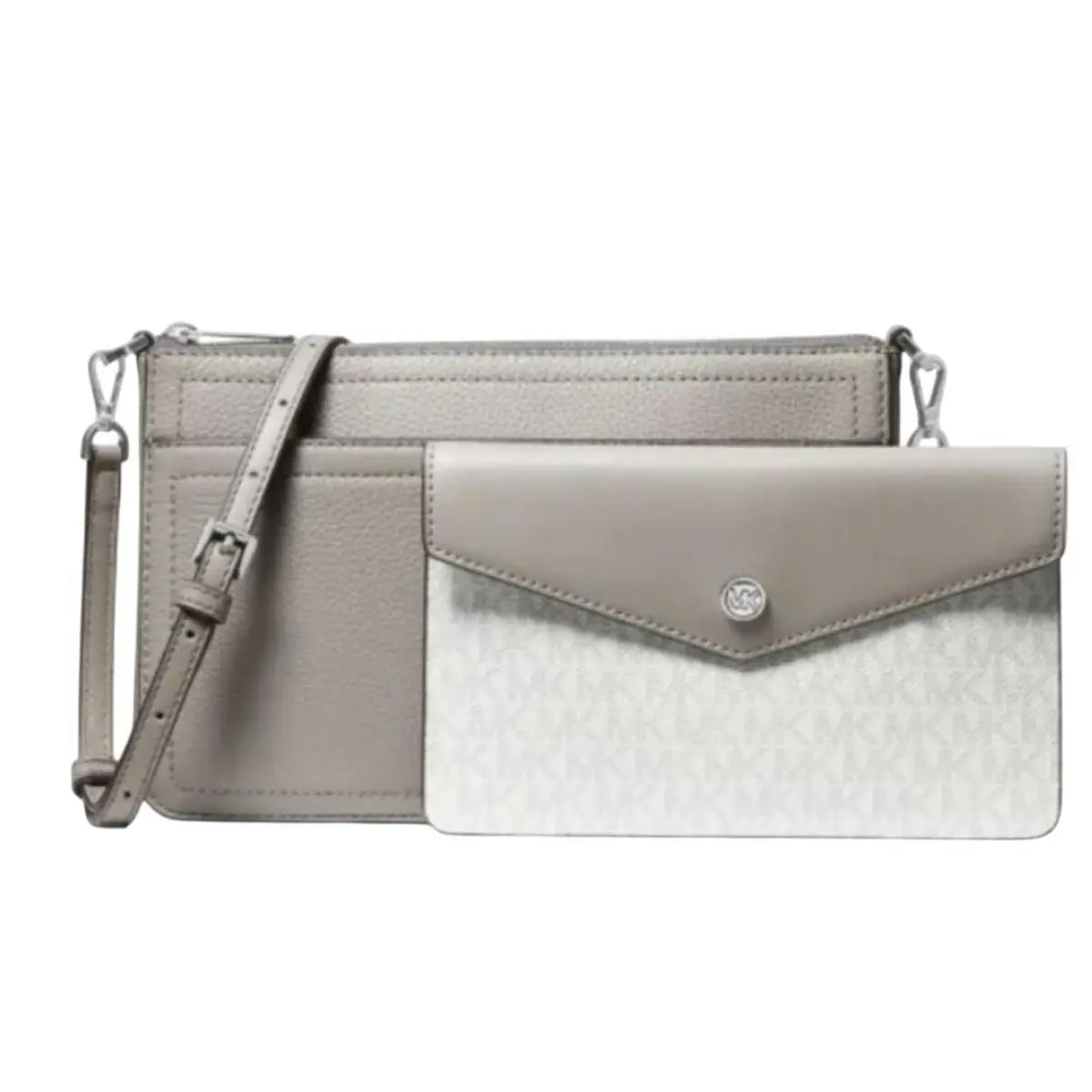 3-IN-1 Crossbody Bag Maisie Medium Pebbled Leather Pearl Grey by Michael Kors